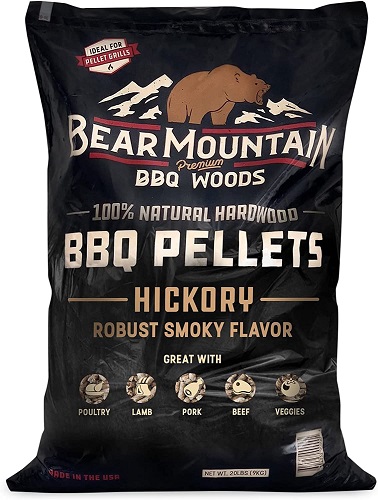 BEAR MOUNTAIN Premium BBQ WOODS  All-Natural Hardwood Hickory BBQ Smoker Pellets for Pellet Grills and Smokers
